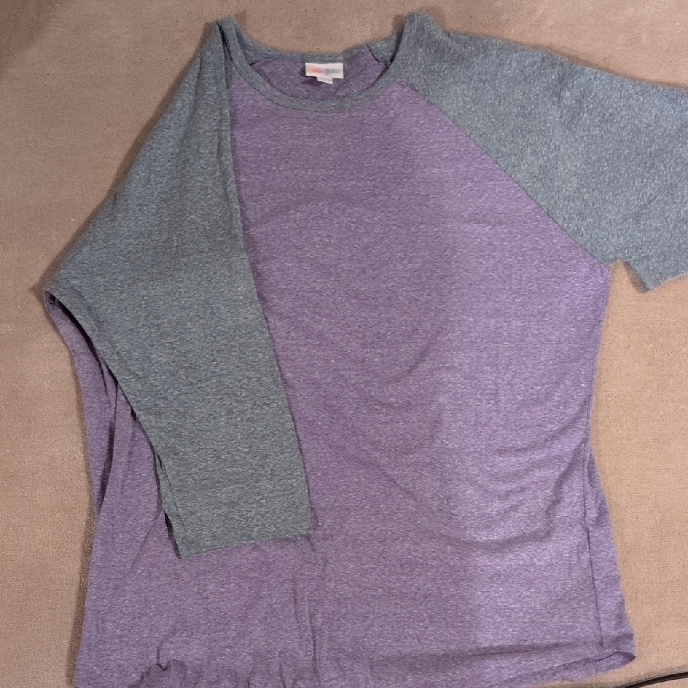 LuLaRoe Heather Gray and Lavender Top